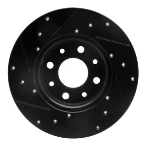 Fiat 500E Brake Rotor (1) - Rear Right - R1 Concepts - Drilled & Slotted - Black - `13-`19